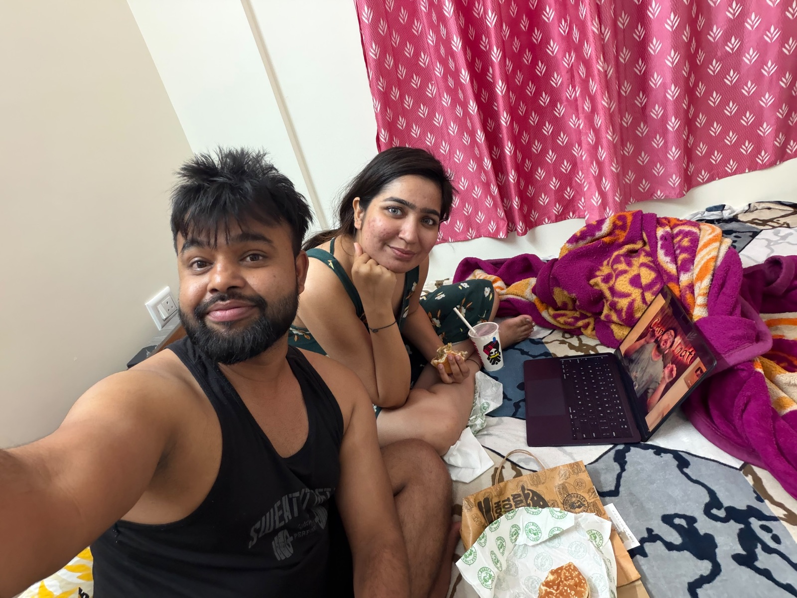 Burger King date on bed
